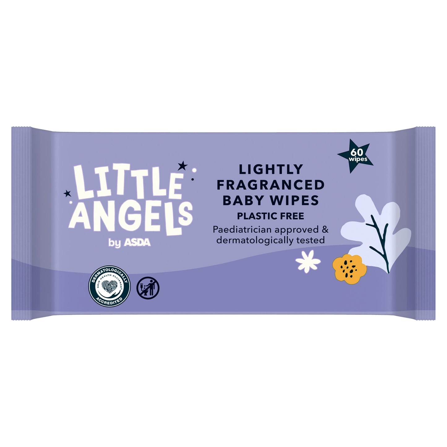 LITTLE ANGELS by ASDA by 60 Lightly Fragranced Baby Wipes