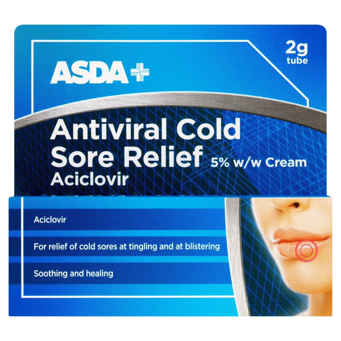 ASDA Antiviral Cold Sore Relief 5% w/w Cream Tube 2g
