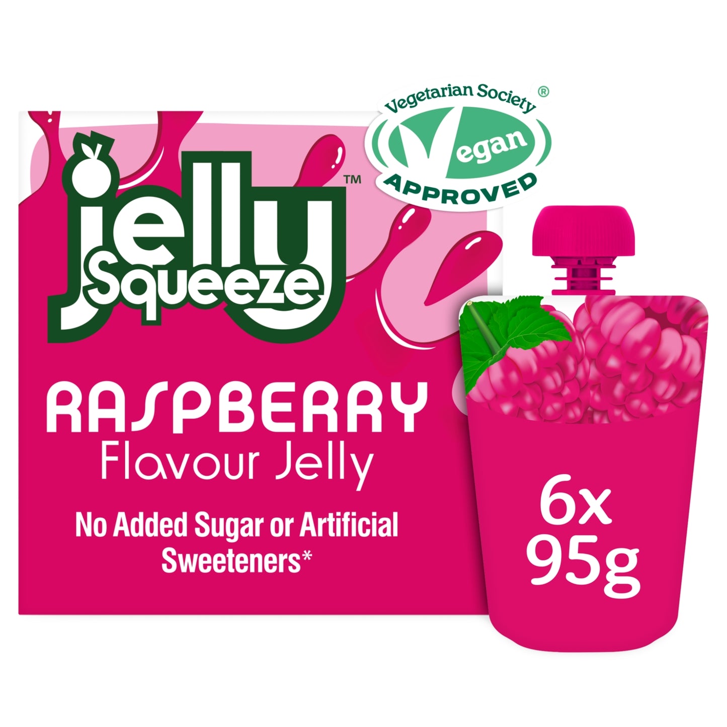 Jelly Squeeze Raspberry Flavour Jelly 6 x 95g (570g)