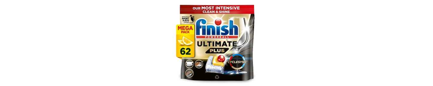 Finish Ultimate Plus All In One Dishwasher Tablets Lemon - 62 Tabs
