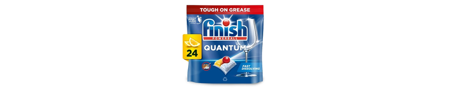 Finish Quantum All In One Lemon Dishwasher Tablets - 24 Tabs