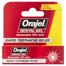 Orajel Dental Gel Rapid Toothache Relief, with Benzocaine 10% w/w 5.3g