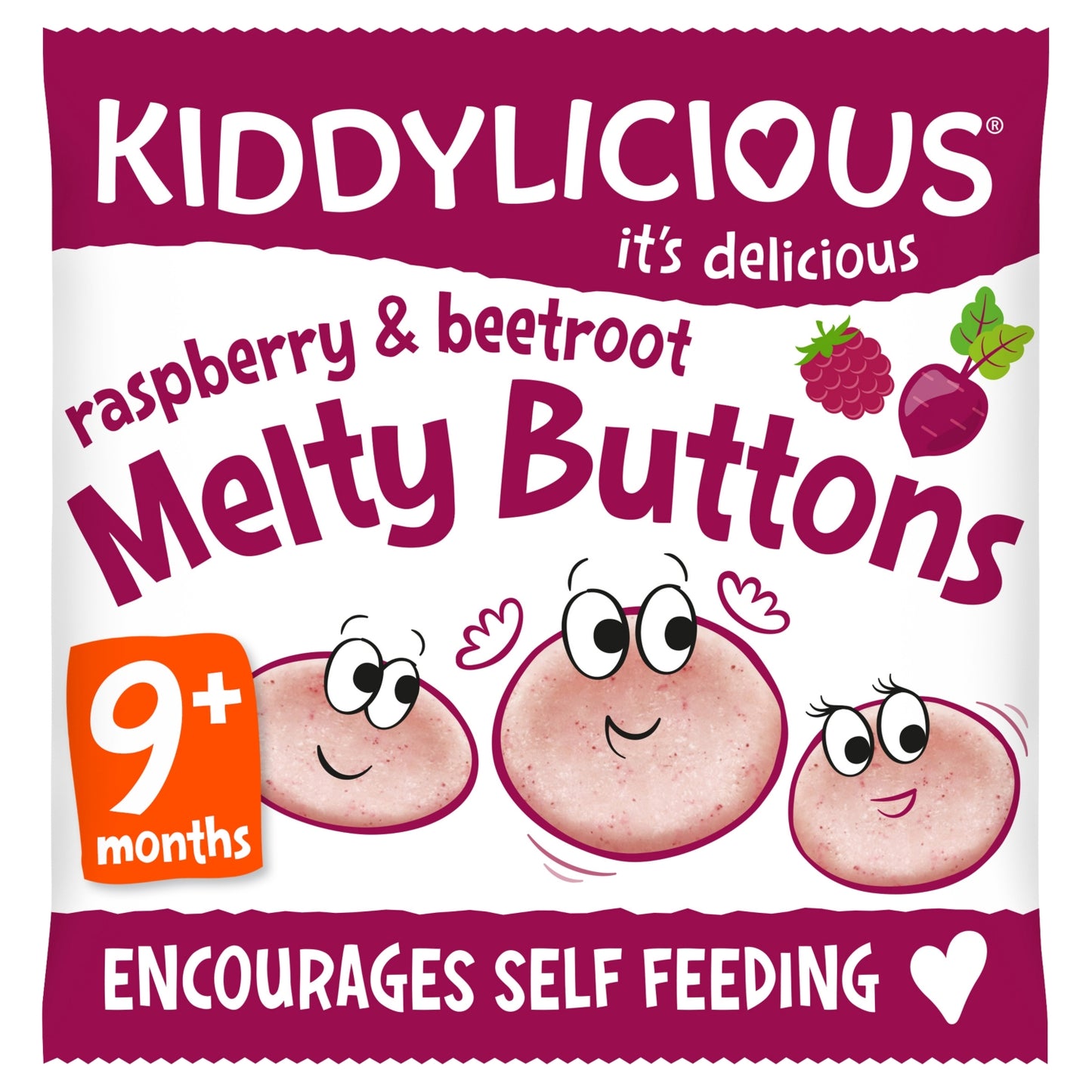 Kiddylicious Raspberry & Beetroot Melty Buttons 9+ Months 6g