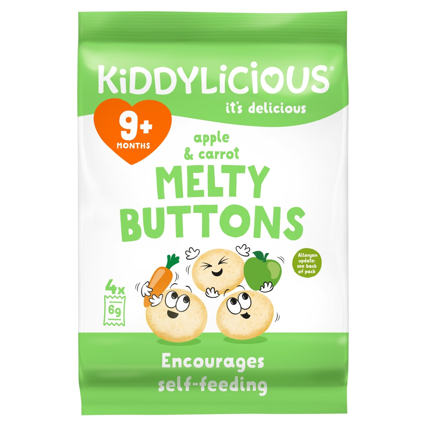 Kiddylicious Apple & Carrot Melty Buttons 9+ Months 5 x 6g (30g)