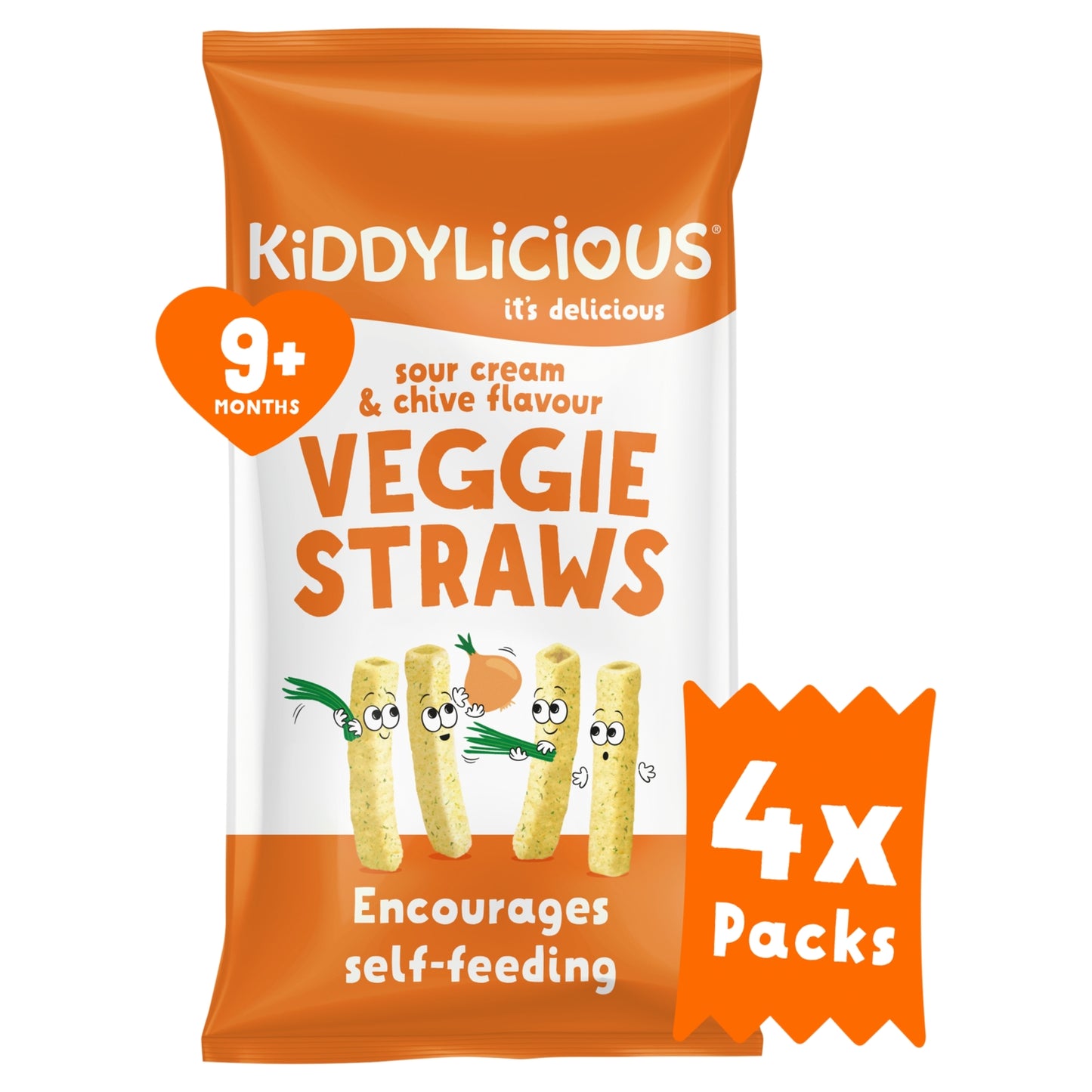 Kiddylicious Sour Cream & Chive Flavour Veggie Straws 9+ Months 4 x 12g (48g)