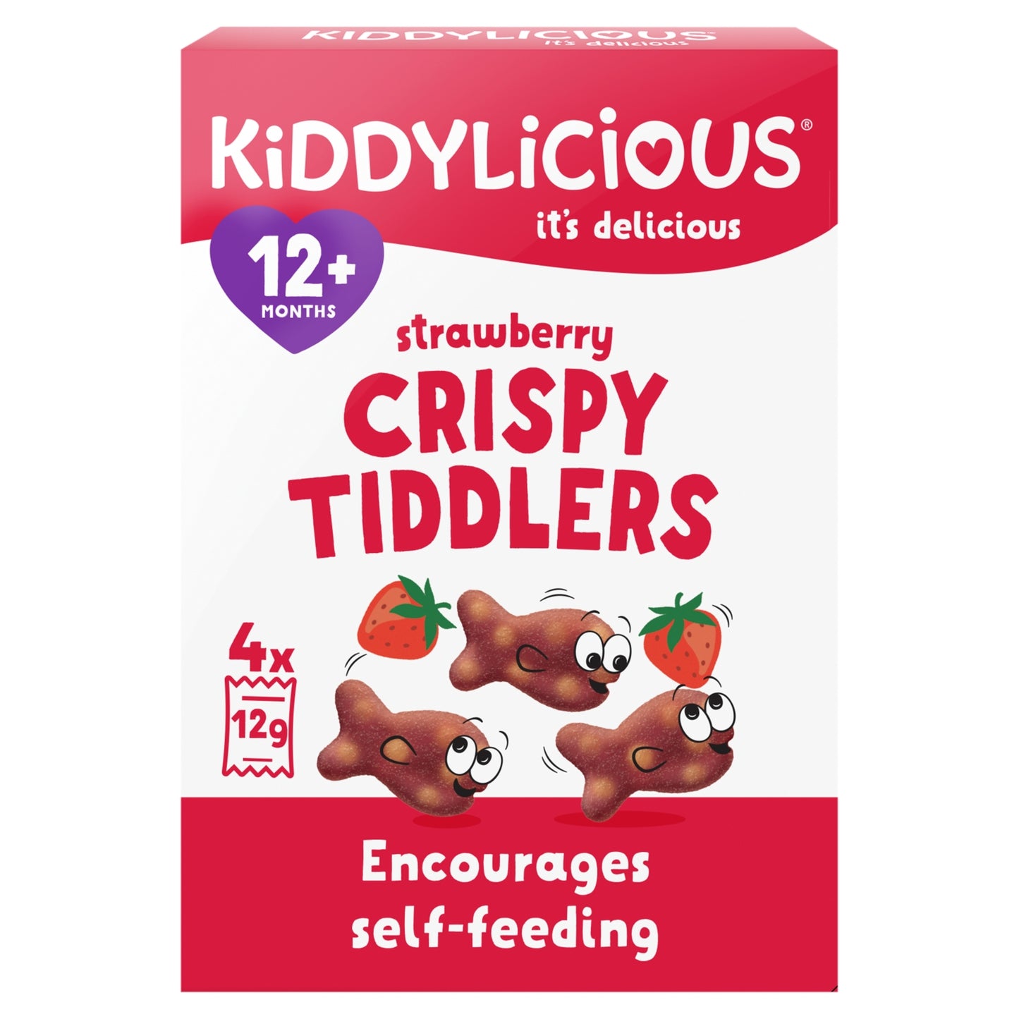 Kiddylicious Strawberry Crispy Tiddlers 12+ Months 4 x 12g (48g)