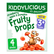 Kiddylicious Strawberry, Apple & Pumpkin Fruity Drops Kids Snacks 4x16g
