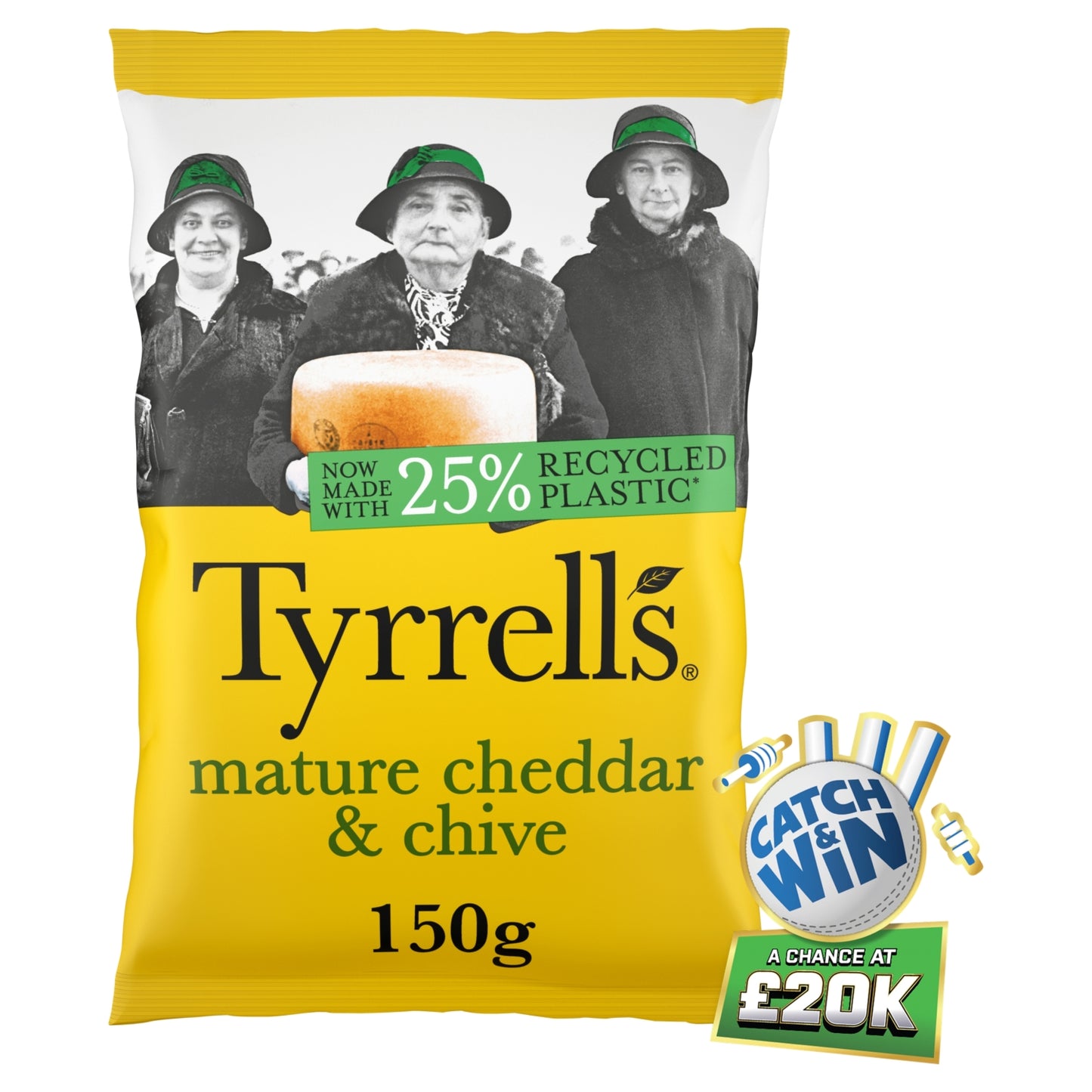 Tyrrells Mature Cheddar & Chive Sharing Crisps 150g