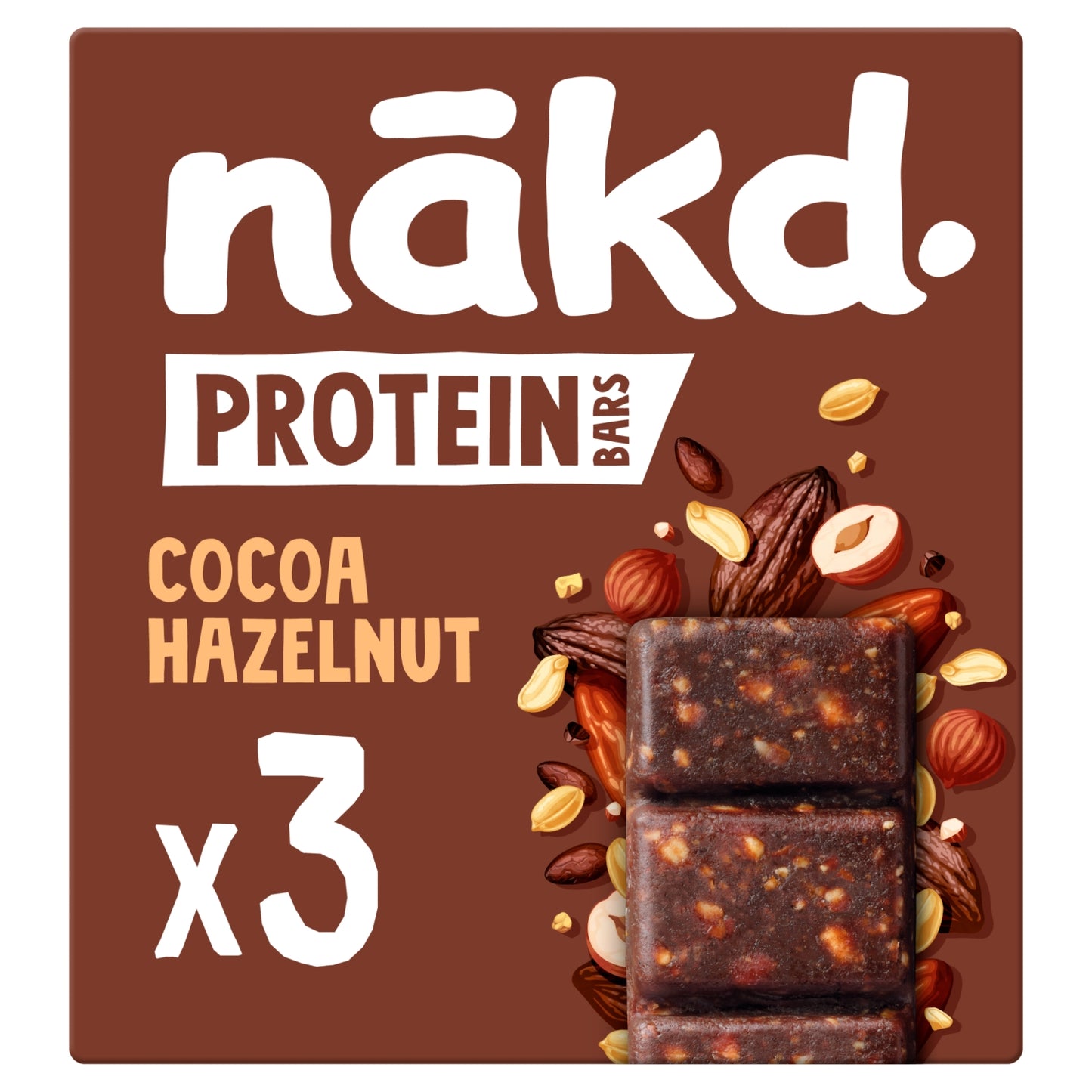 Nakd nakd. Protein Cocoa Hazelnut Fruit & Nut Bars 3 x45g