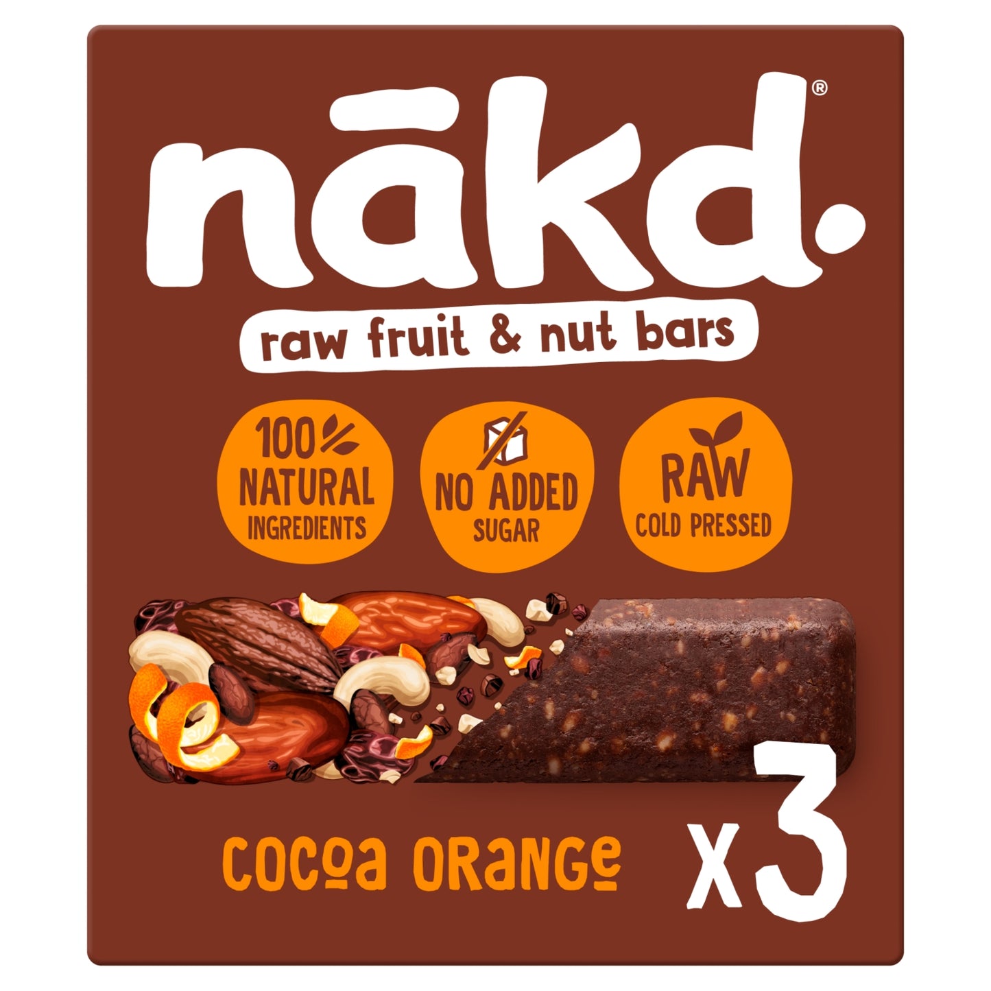 Nakd Cocoa Orange Fruit & Nut Bars 3 x 35g