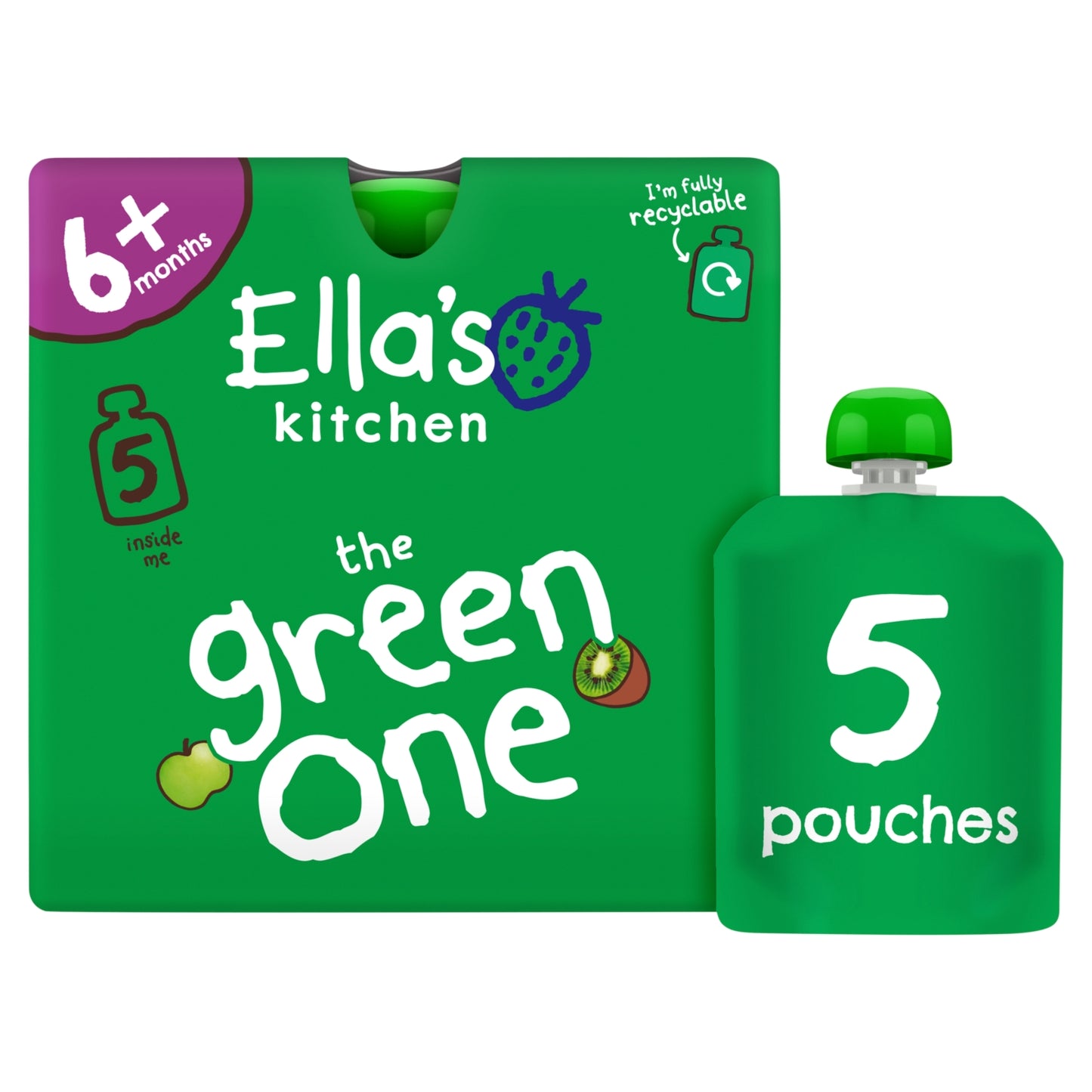 Ella's Kitchen the Green One Squished Smoothie Fruits 5 x 90g (450g)