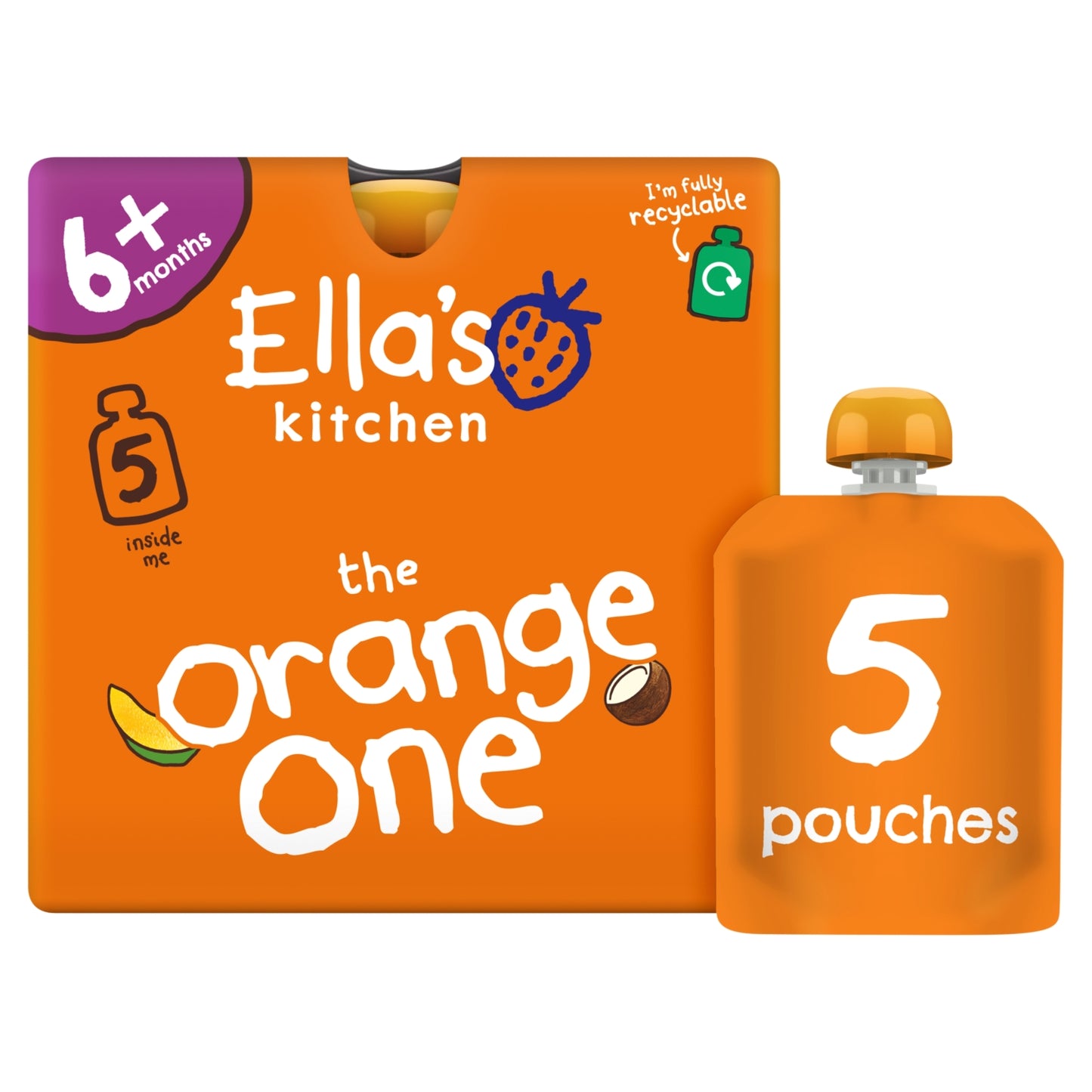 Ella's Kitchen the Orange One Squished Smoothie Fruits 5 x 90g (450g)
