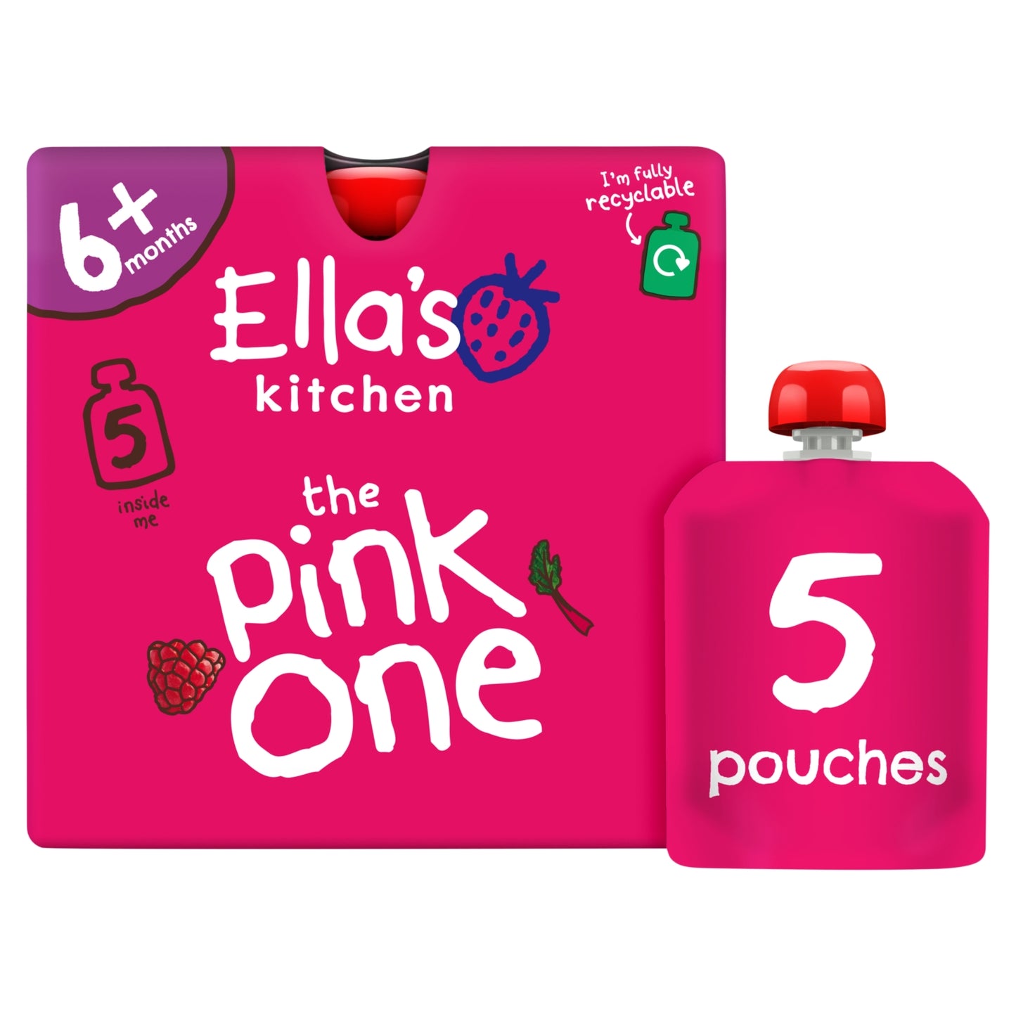 Ella's Kitchen The Pink One Squished Smoothie Fruits 5 x 90g (450g)