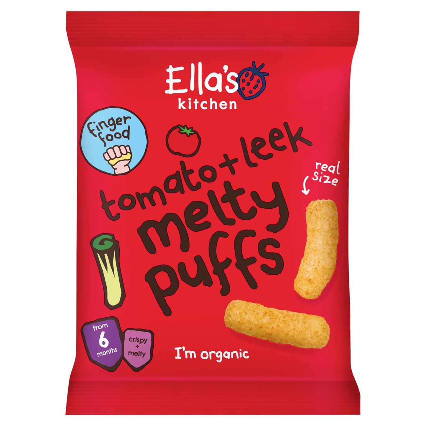 Ella's Kitchen Tomato + Leek Melty Puffs from 6 Months 20g