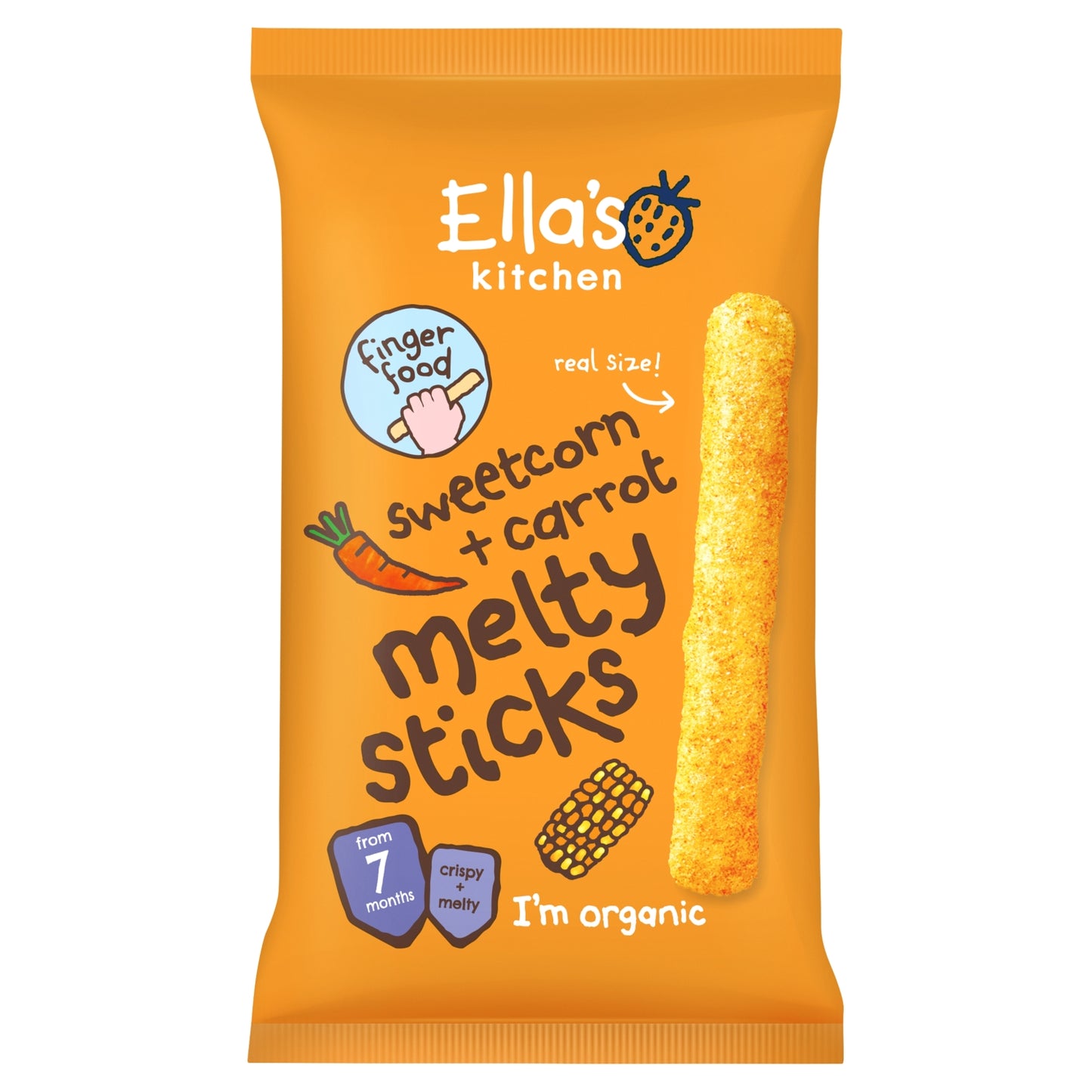 Ella's Kitchen Sweetcorn + Carrot Melty Sticks 7+ Months 16g