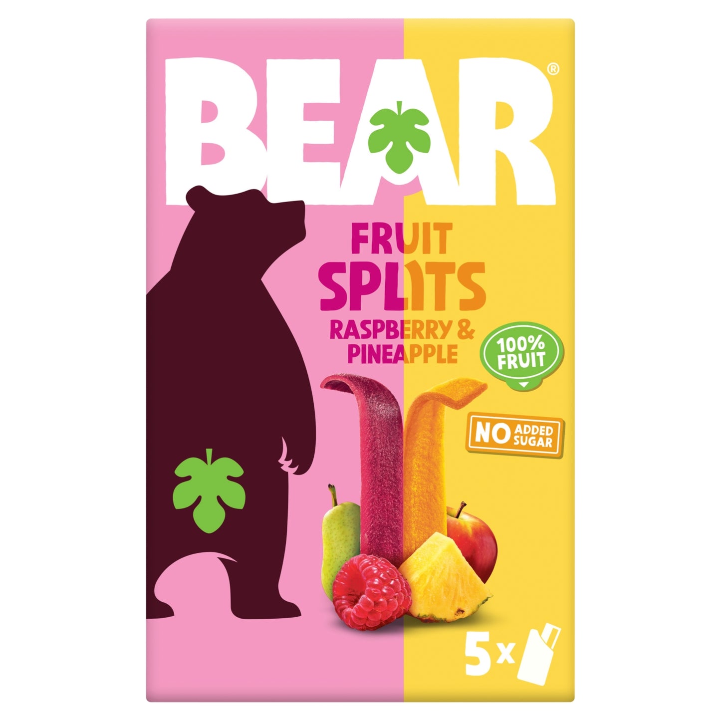 BEAR Fruit Splits Raspberry and Pineapple 5x20g