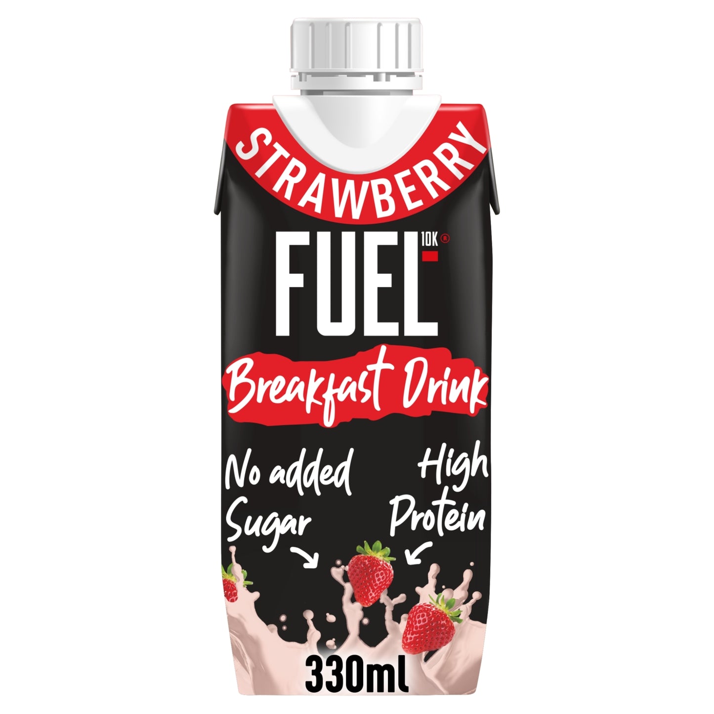 FUEL10K Strawberry High Protein Milk Breakfast Shake Drink 330ml