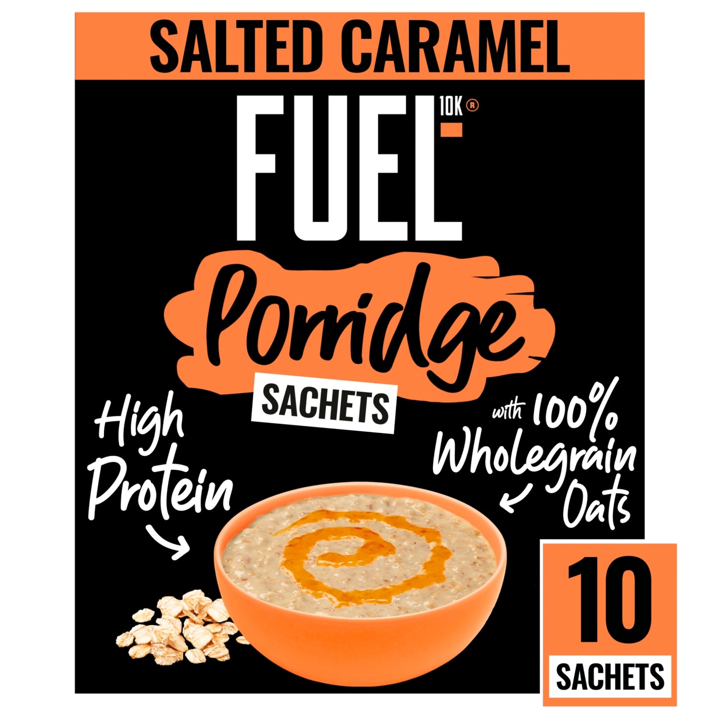 FUEL10K Salted Caramel Protein Porridge Oat Cereal Sachets 10x36g