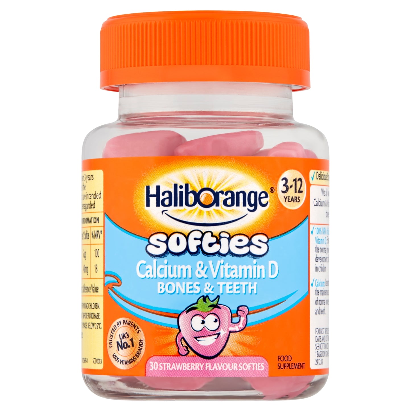 Haliborange 30 Softies Calcium & Vitamin D Bones & Teeth Strawberry Flavour Softies 3-12 Years