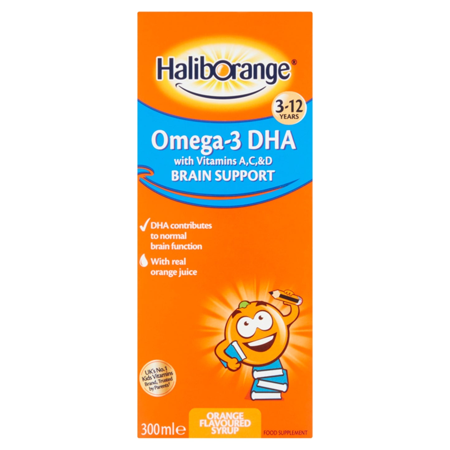 Haliborange Omega-3 DHA Orange Flavour Liquid 300ml 3-12 Years