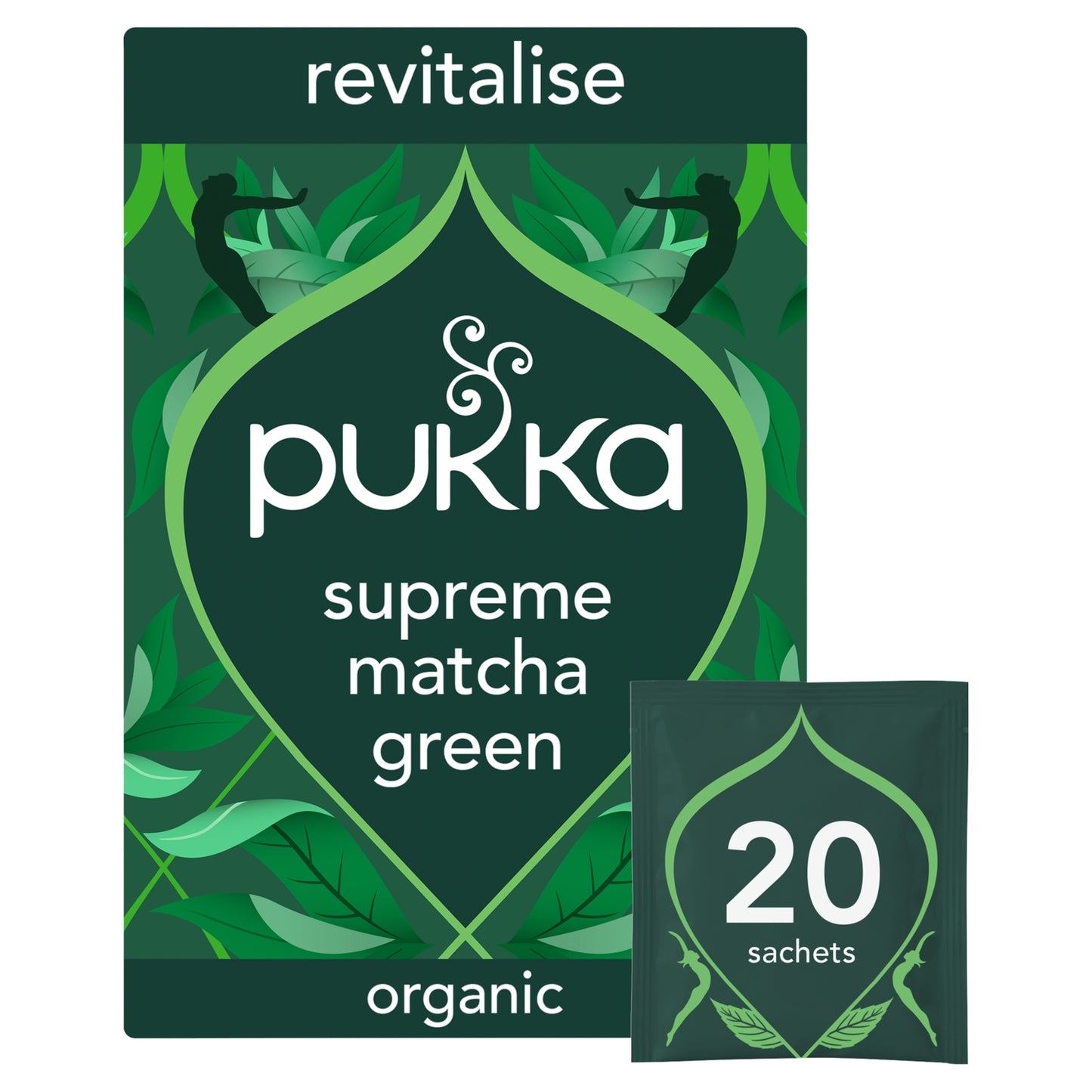 Pukka Organic Supreme Matcha Green Herbal Tea 20 Home Compostable Green Tea Bags 30g