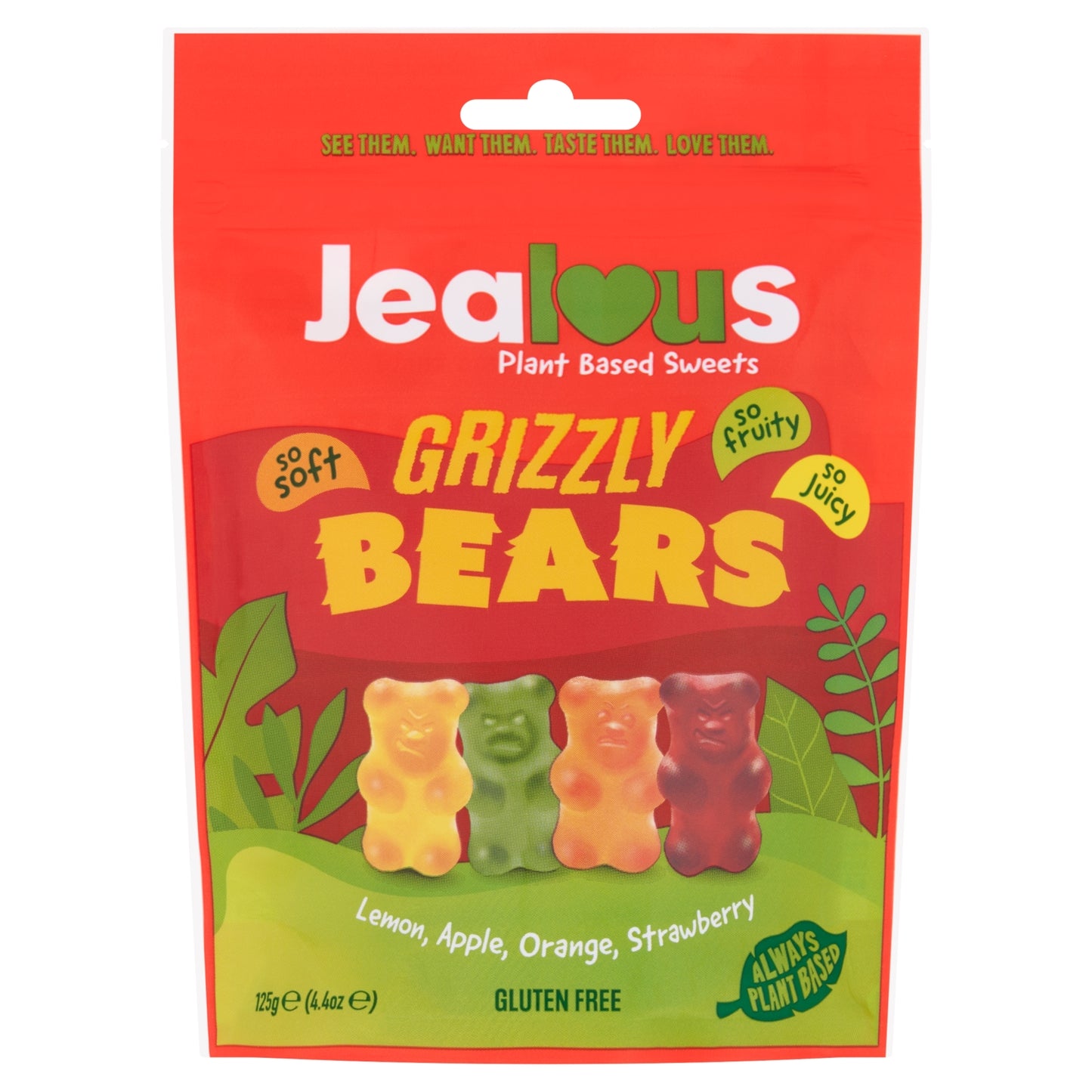 Jealous Sweets Grizzly Bears Lemon, Apple, Orange, Strawberry 125g
