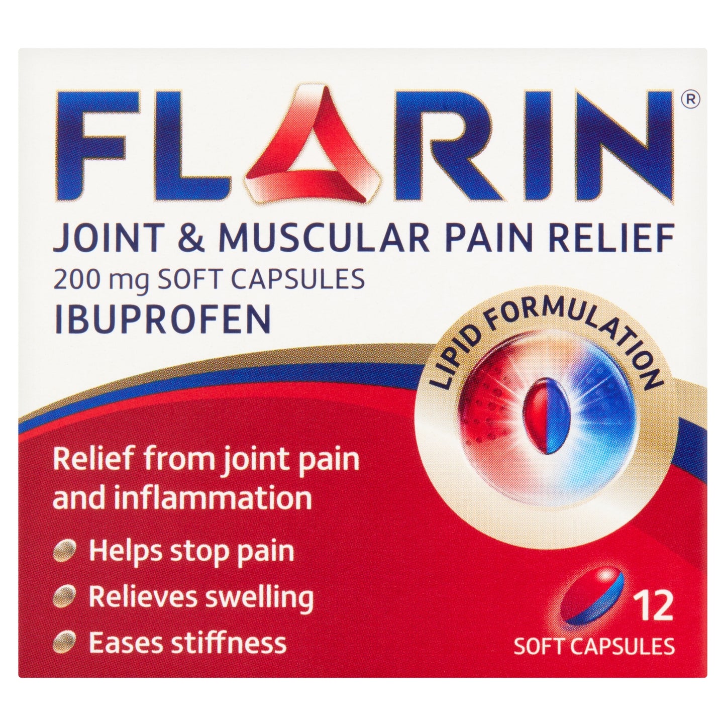 Flarin Joint and Muscular Pain Relief 200mg Soft Capsules 12 Soft Capsules
