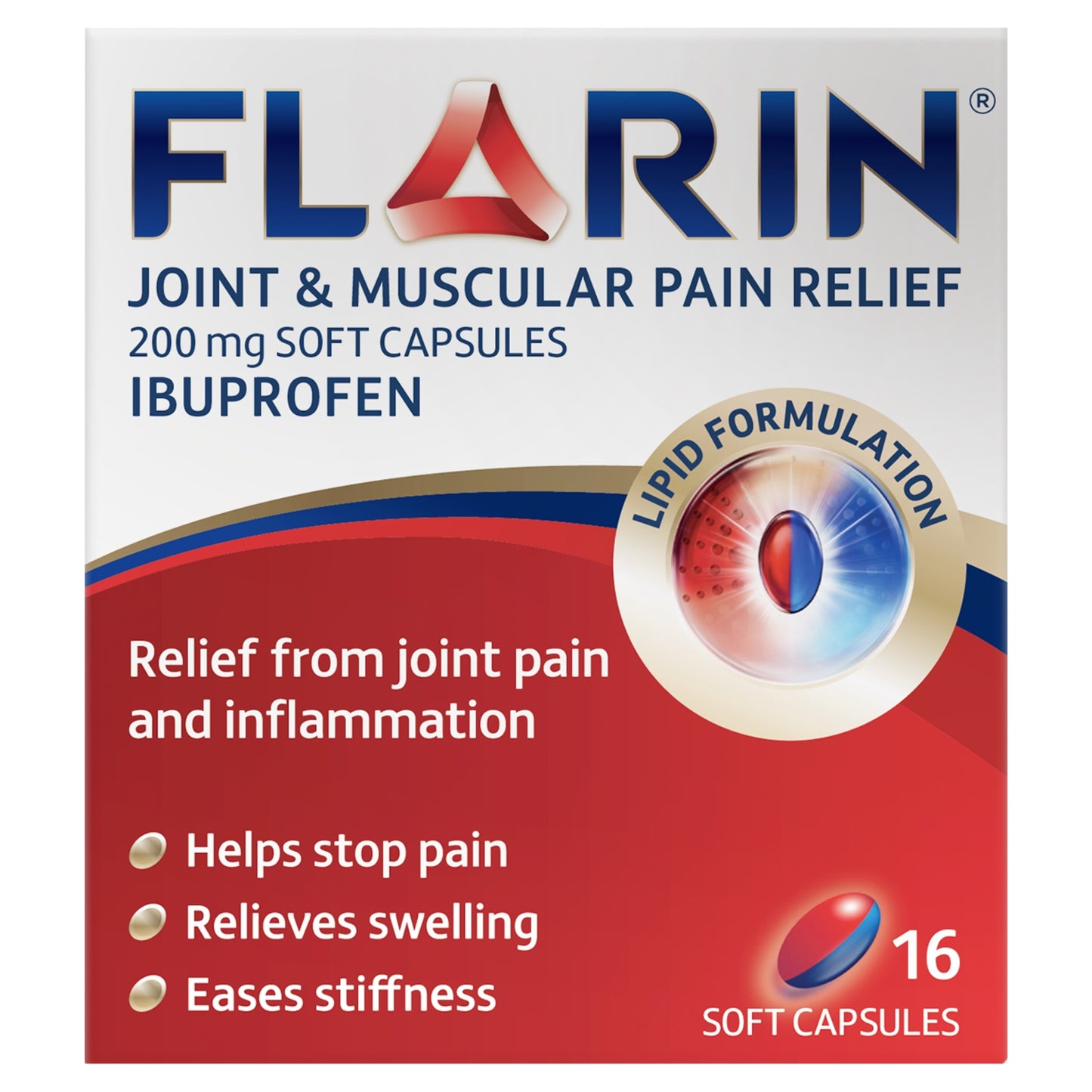 Flarin Joint & Muscular Pain Relief 200 mg Soft Capsules 16 Soft Capsules