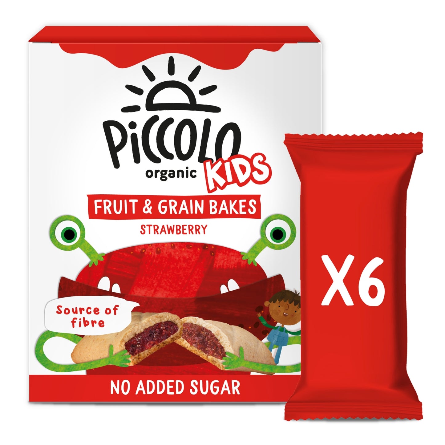 Piccolo Organic Kids Fruit & Grain Bakes Strawberry Bars 6 x 22g (132g)