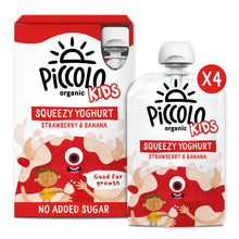 Piccolo Organic Kids Squeezy Yoghurt Strawberry & Banana 4 x 100g (400g)
