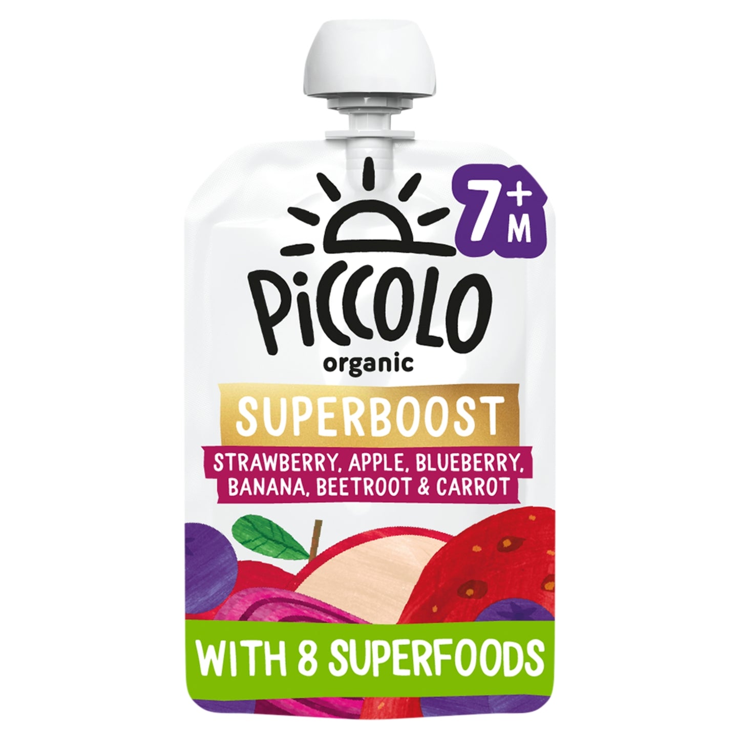 Piccolo Superboost Strawberry, Apple & Blueberry 7+months 100g