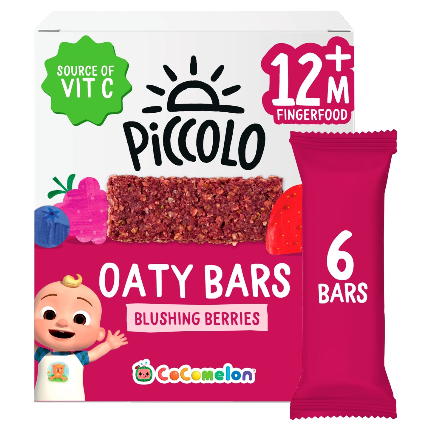 Piccolo Organic Cocomelon Oaty Bars Blushing Berries with Acerola 12+ Months 6 x 23g (138g)