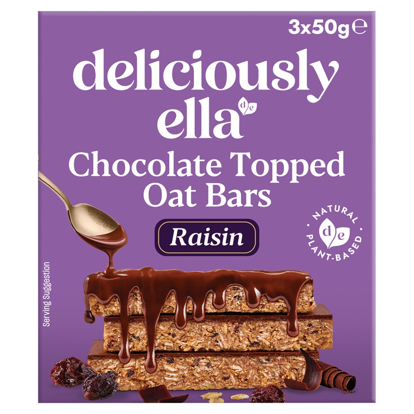 Deliciously Ella Chocolate Topped Raisin Oat Bars Multipack, 3x50g