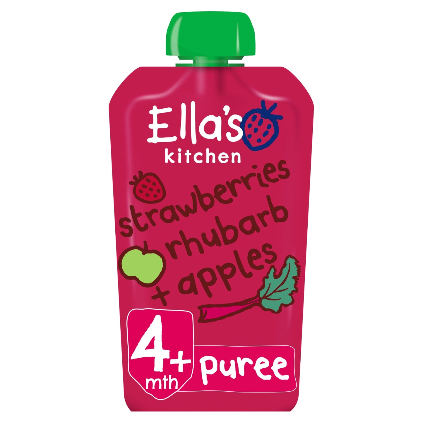 Ella's Kitchen Organic Strawberries, Rhubarb and Apples Baby Pouch 4+ Months 120g