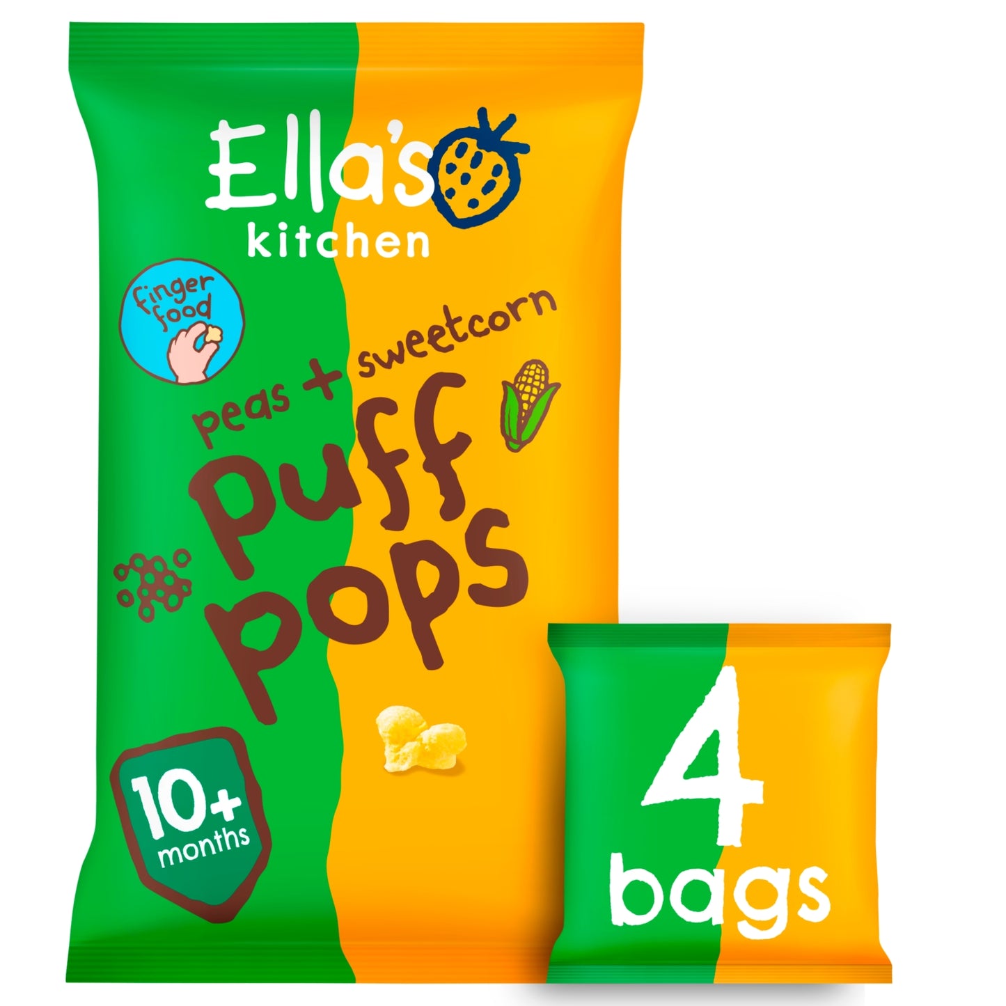 Ella's Kitchen Peas + Sweetcorn Puff Pops from 10 Months 4 x 9g (36g)