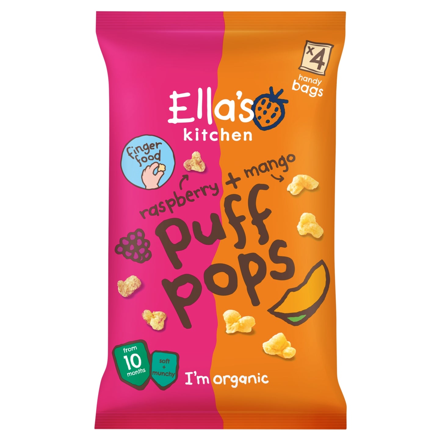 Ella's Kitchen Raspberry + Mango Puff Pops From 10 Months 4 x 9g (36g)