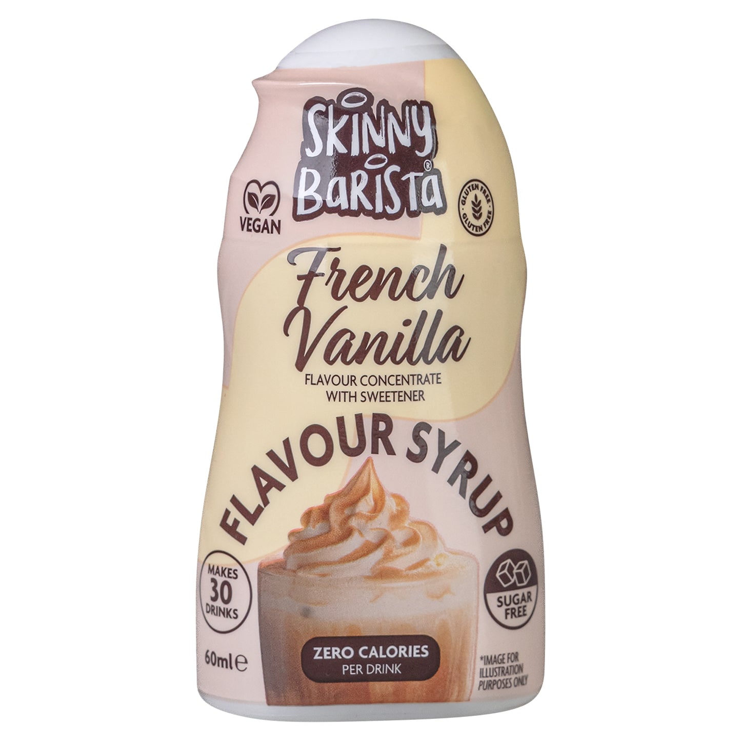 The Skinny Food Co. Shots Barista French Vanilla Flavour Syrup Concentrate with Sweetener 60ml
