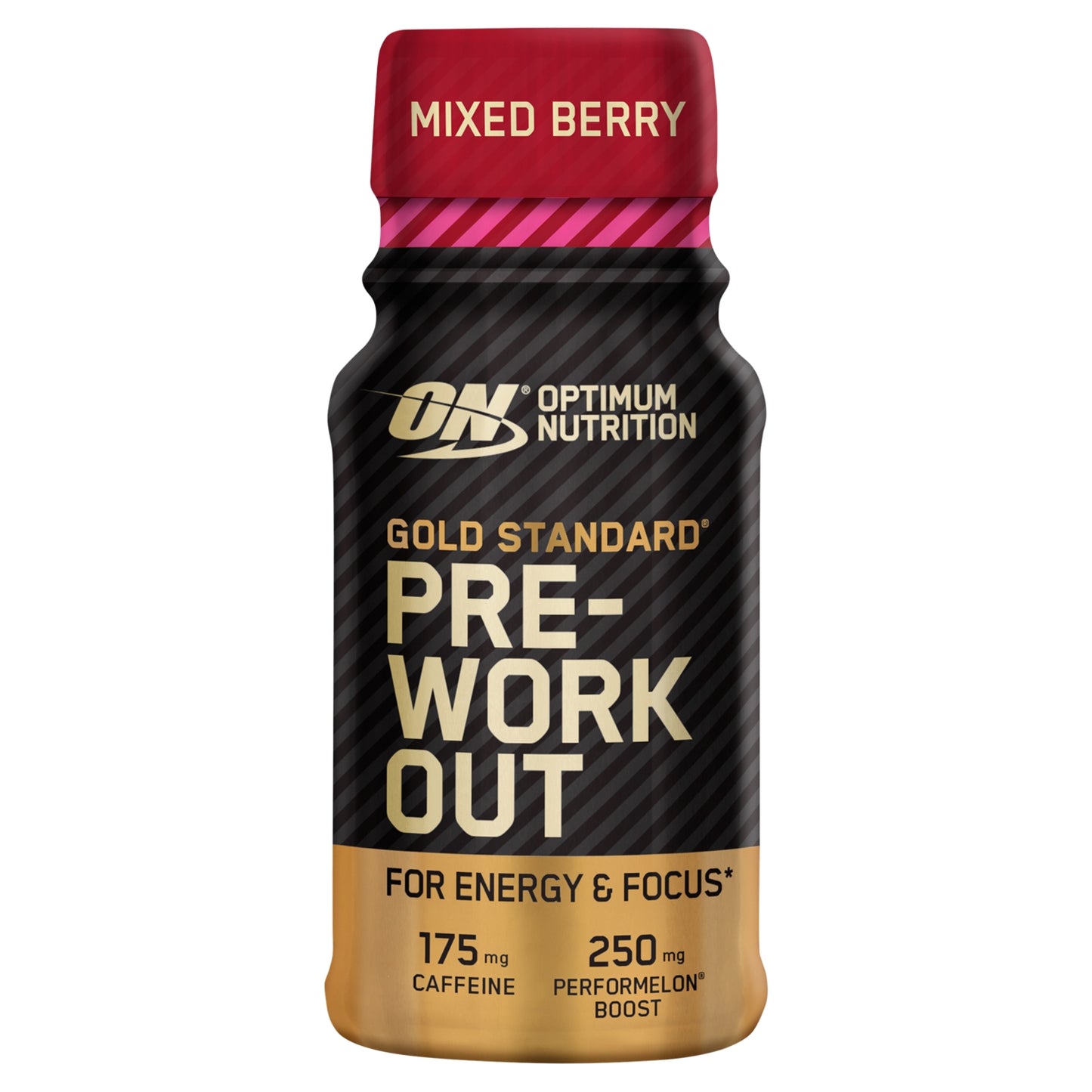 Optimum Nutrition Gold Standard Pre-Workout Energy Shot, Mixed Berry Flavour, single serve, 60ml
