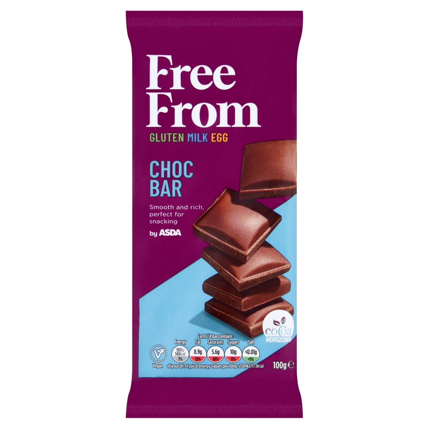 ASDA Free From by Choc Bar 100g