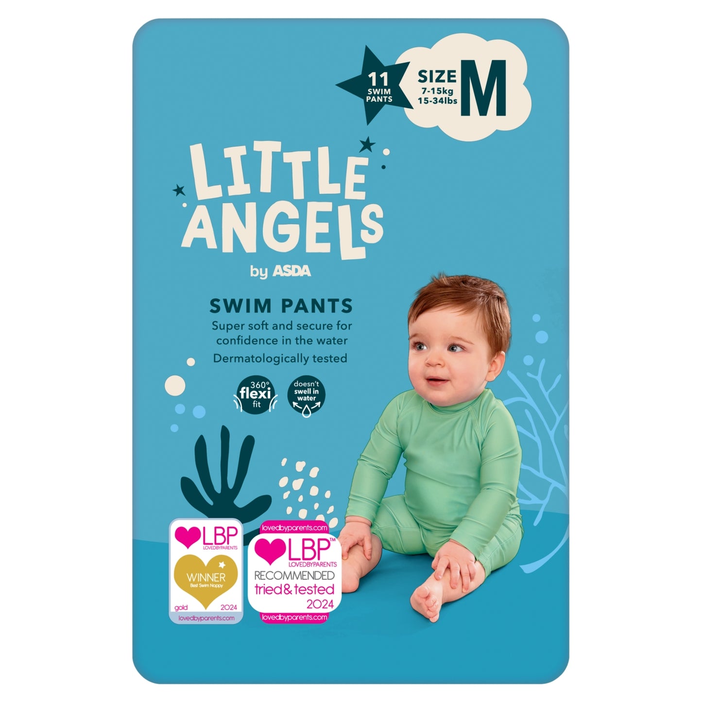 LITTLE ANGELS by ASDA LITTLE ANGELS by ASDA Swim Pants Size M 7-15kg 15-34lbs