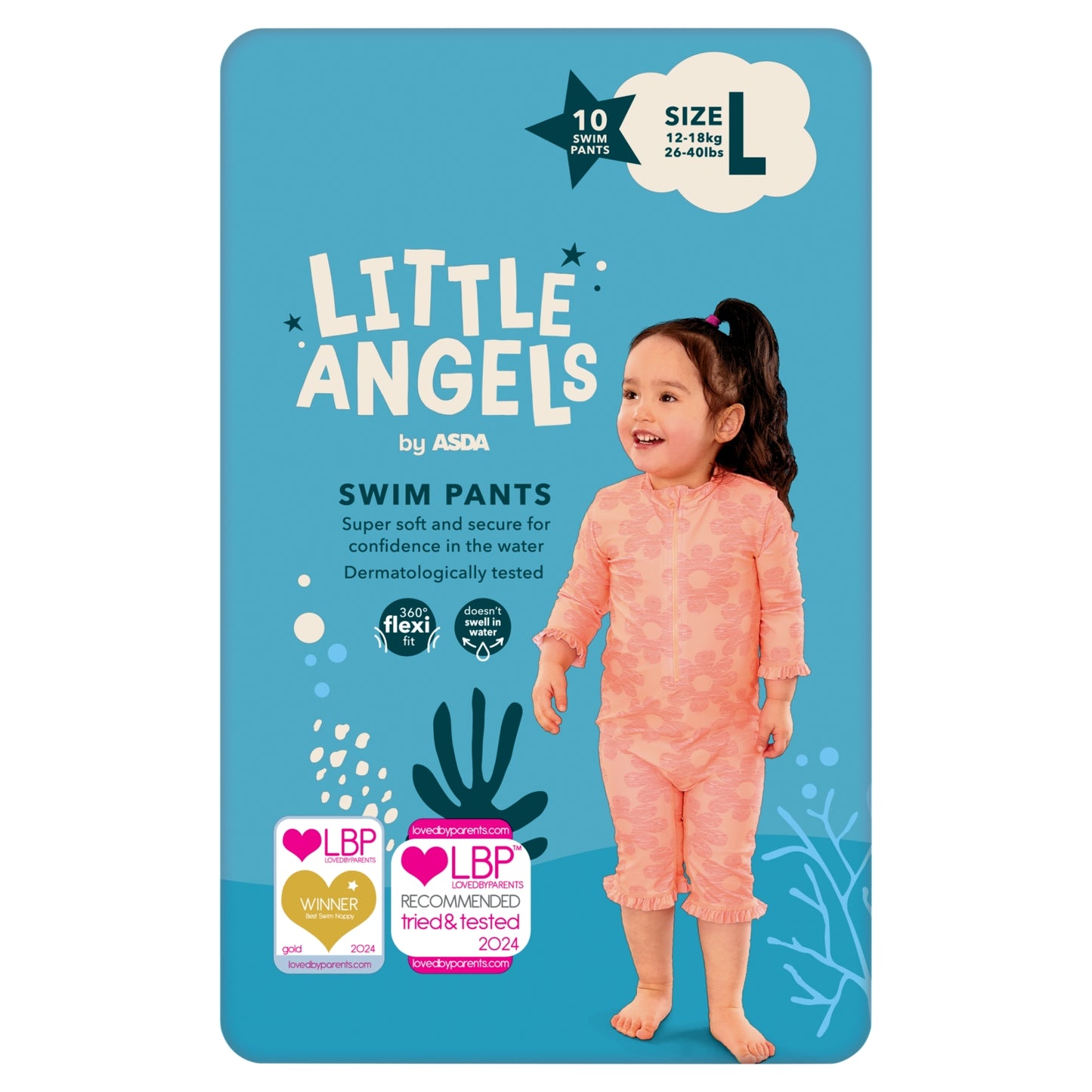 LITTLE ANGELS by ASDA LITTLE ANGELS by ASDA Swim Pants Size L 10 12-18kg 26-40lbs