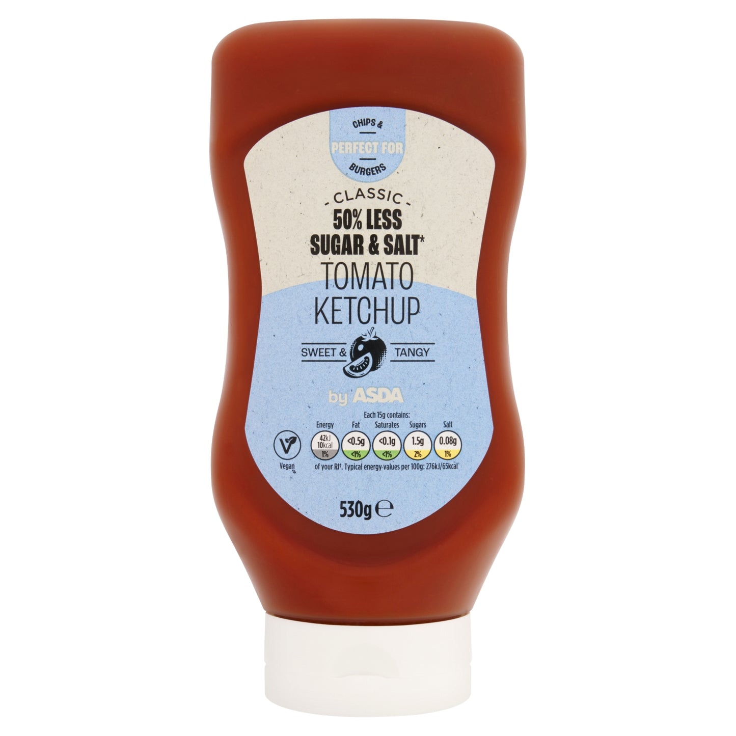 ASDA 50% Less Sugar & Salt Tomato Ketchup 530g