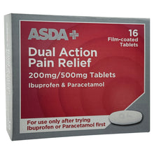 ASDA 16 Dual Action Pain Relief 200mg/500mg Film Coated Tablets