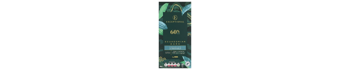 ASDA Ecuadorian Dark Chocolate with Sea Salt 100g