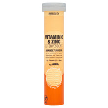 ASDA Immunity Vitamin C & Zinc Effervescent Orange Flavour 20 Tablets