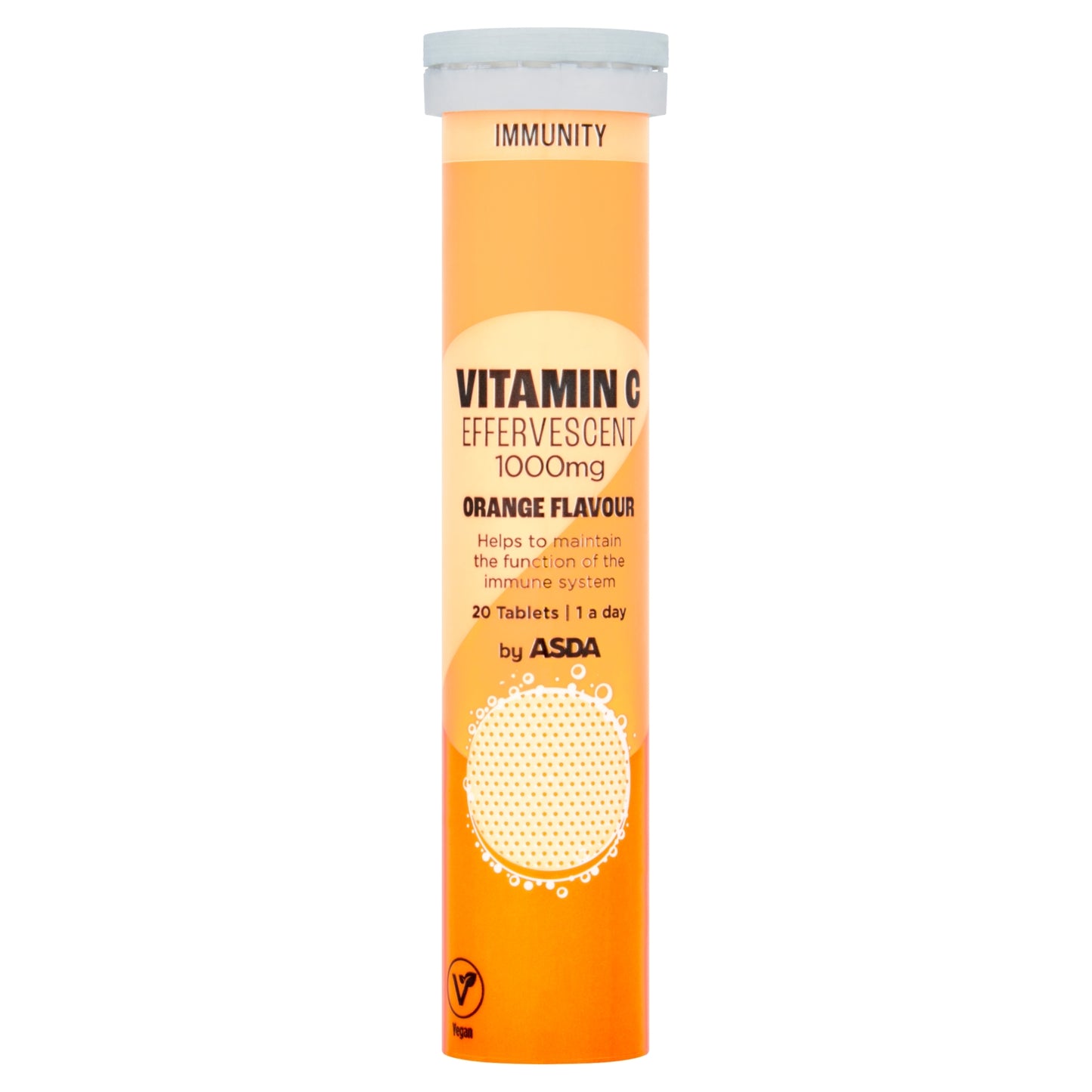 ASDA Immunity 1 a Day Vitamin C Effervescent 1000mg Orange Flavour 20 Tablets