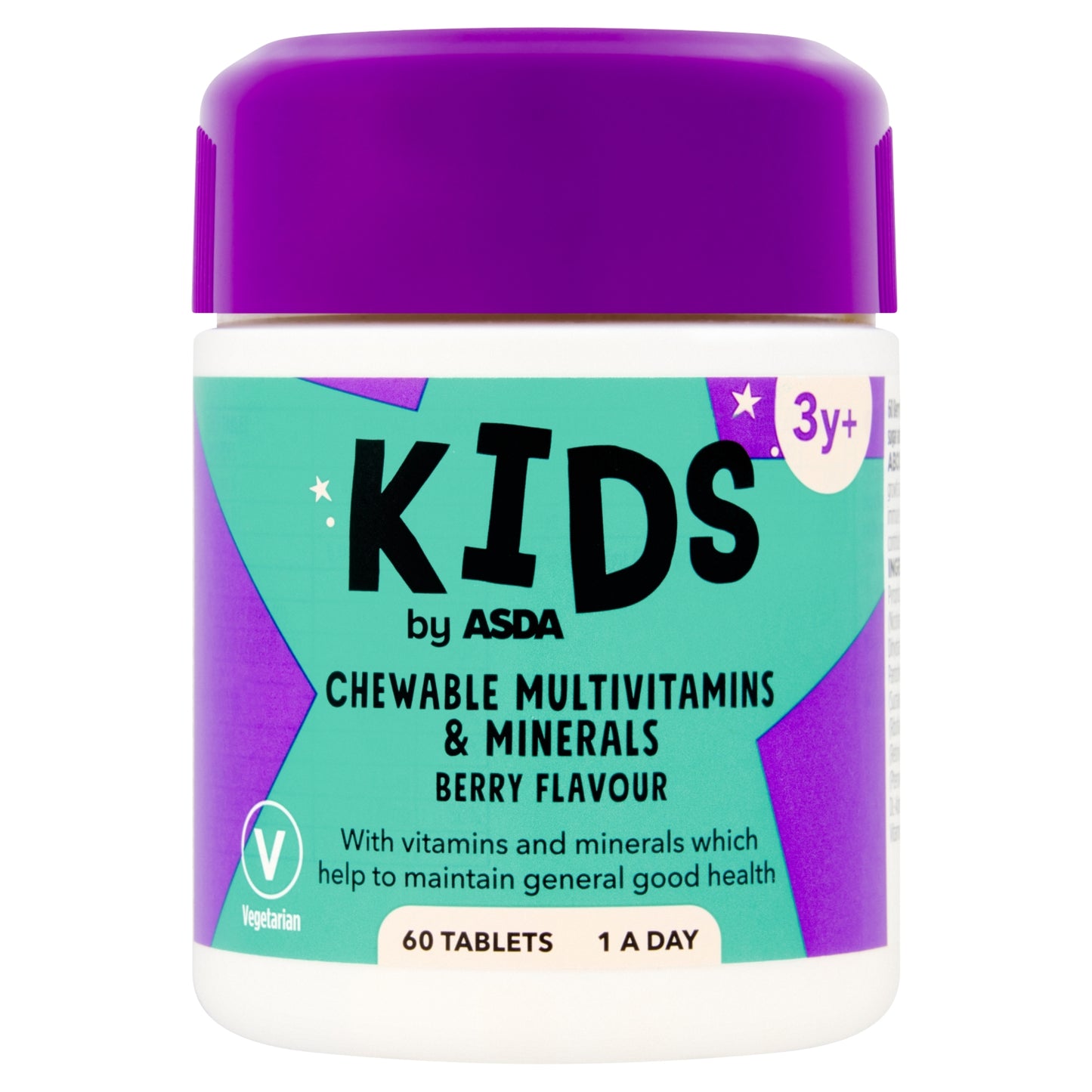 ASDA Kids Chewable Multivitamins & Minerals Berry Flavour 60 Tablets 3y+
