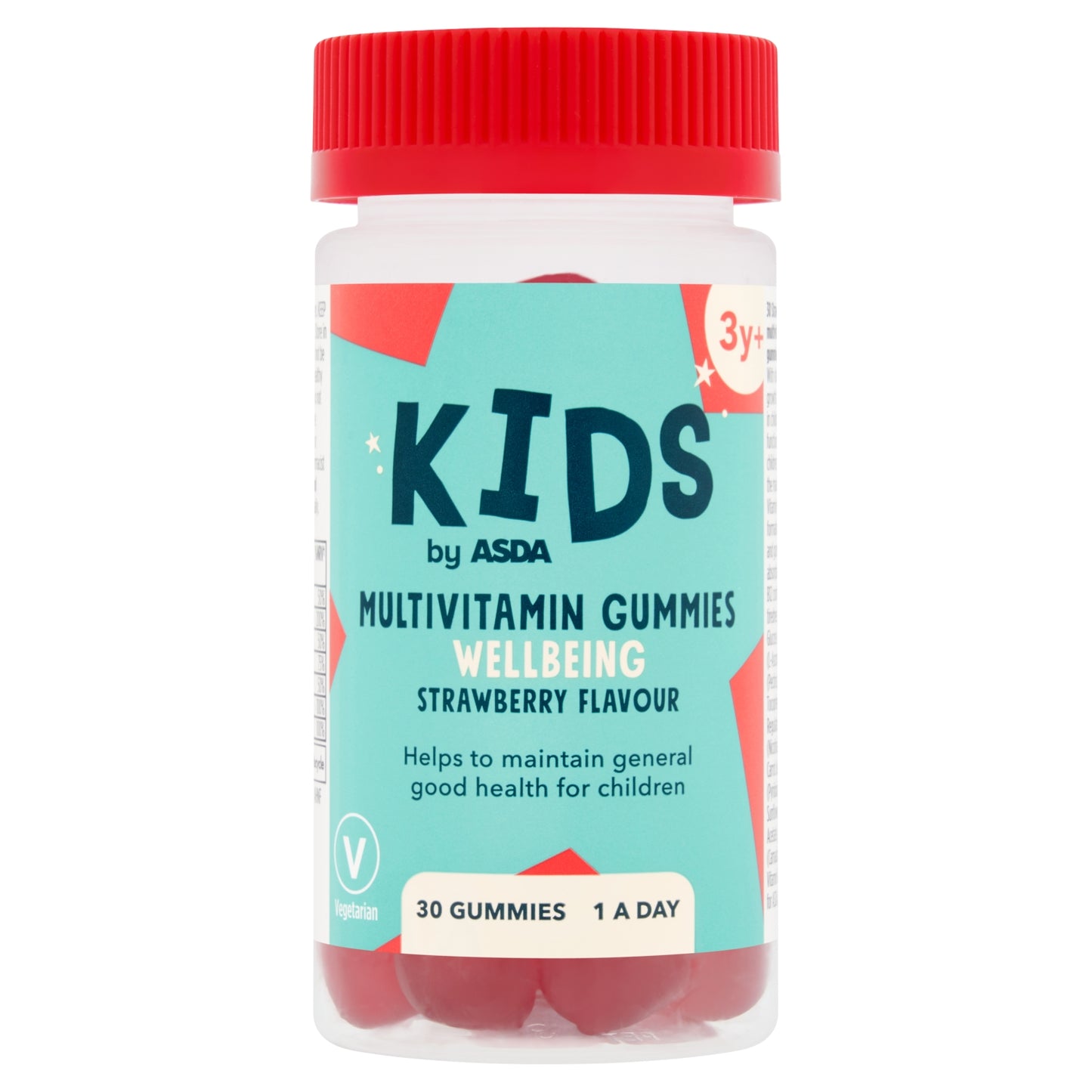 ASDA Kids by Wellbeing Strawberry Flavour Multivitamin 1 A Day 3y+ 30 Gummies