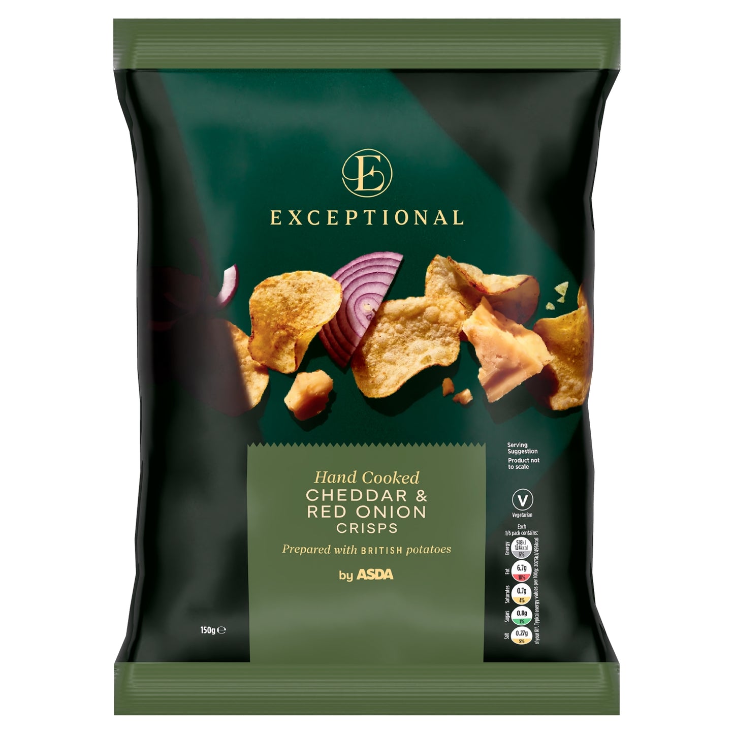 Exceptional By Asda Hand Cooked Cheddar & Red Onion Crisps 150g