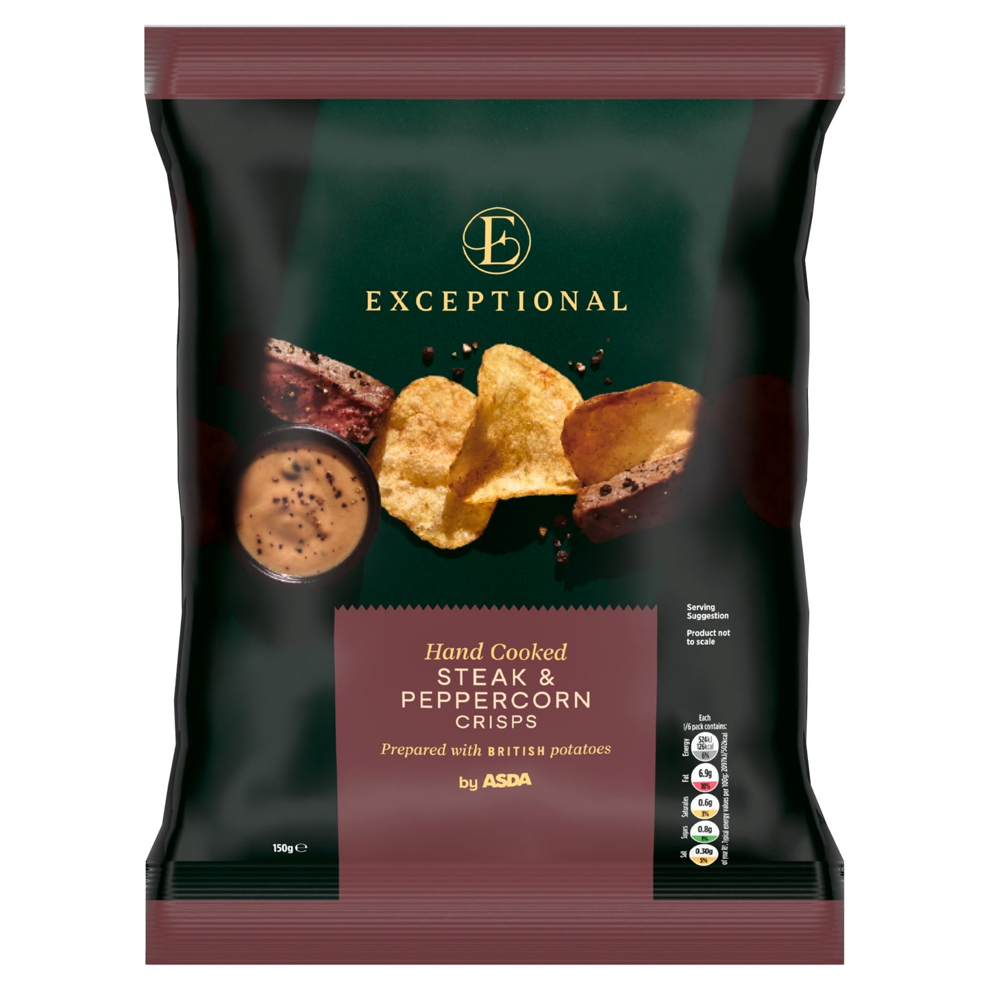 ASDA Exceptional by Hand Cooked Steak & Peppercorn Crisps 150g